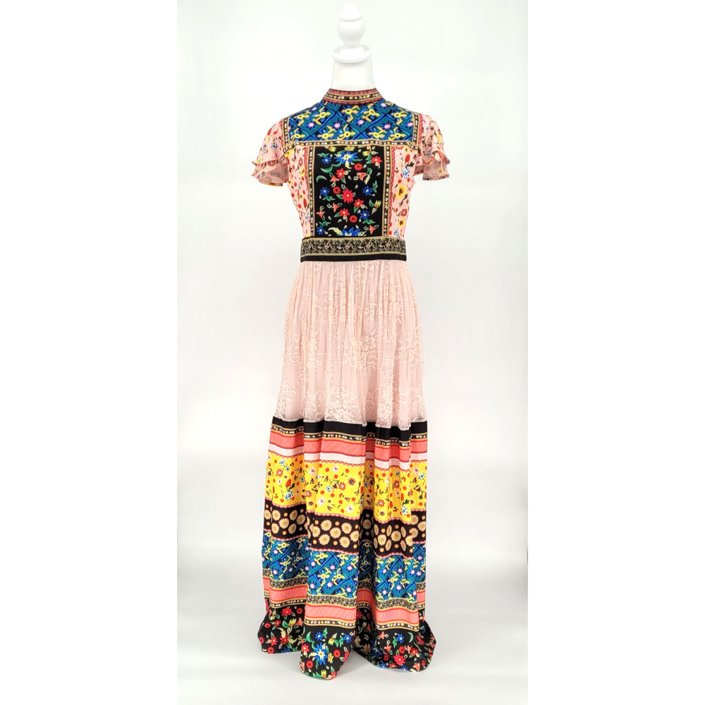 Vicky and Lucas Boho Multicolor Maxi Tiered Dress Size S Prairie Artsy Eclectic - Picture 2 of 11